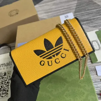 Adidas x Gucci  621892 wallet with chain Off black and yellow leather