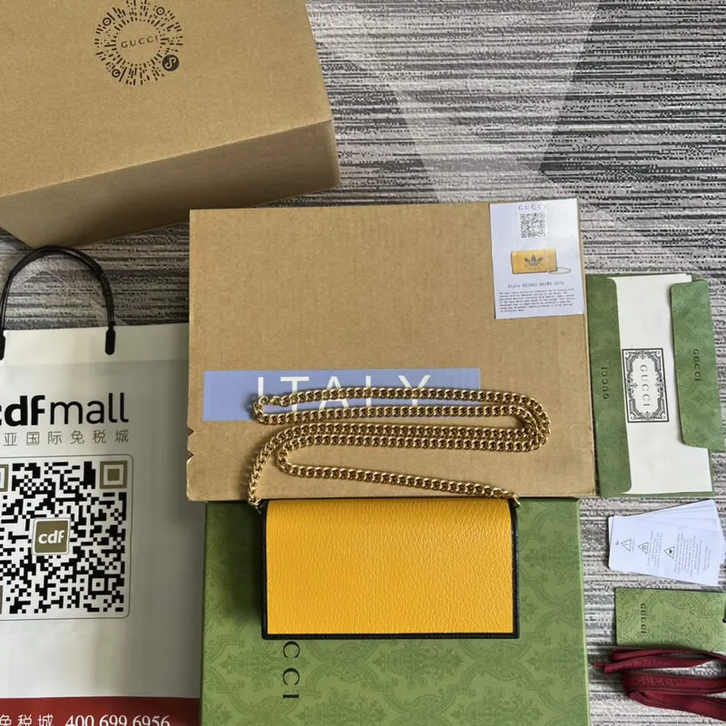 Adidas x Gucci  621892 wallet with chain Off black and yellow leather