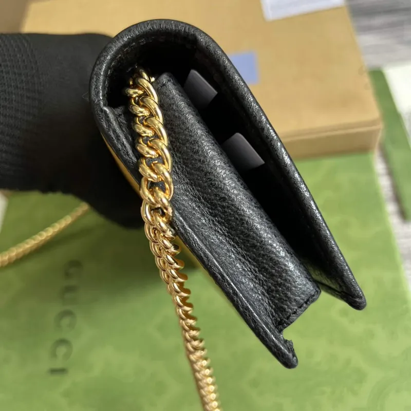 Adidas x Gucci  621892 wallet with chain Off black and yellow leather