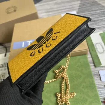 Adidas x Gucci  621892 wallet with chain Off black and yellow leather