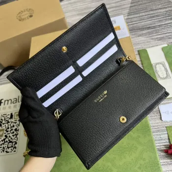 Adidas x Gucci  621892 wallet with chain Off black and yellow leather