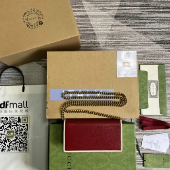 Adidas x Gucci  621892 wallet with chain Off white and red leather