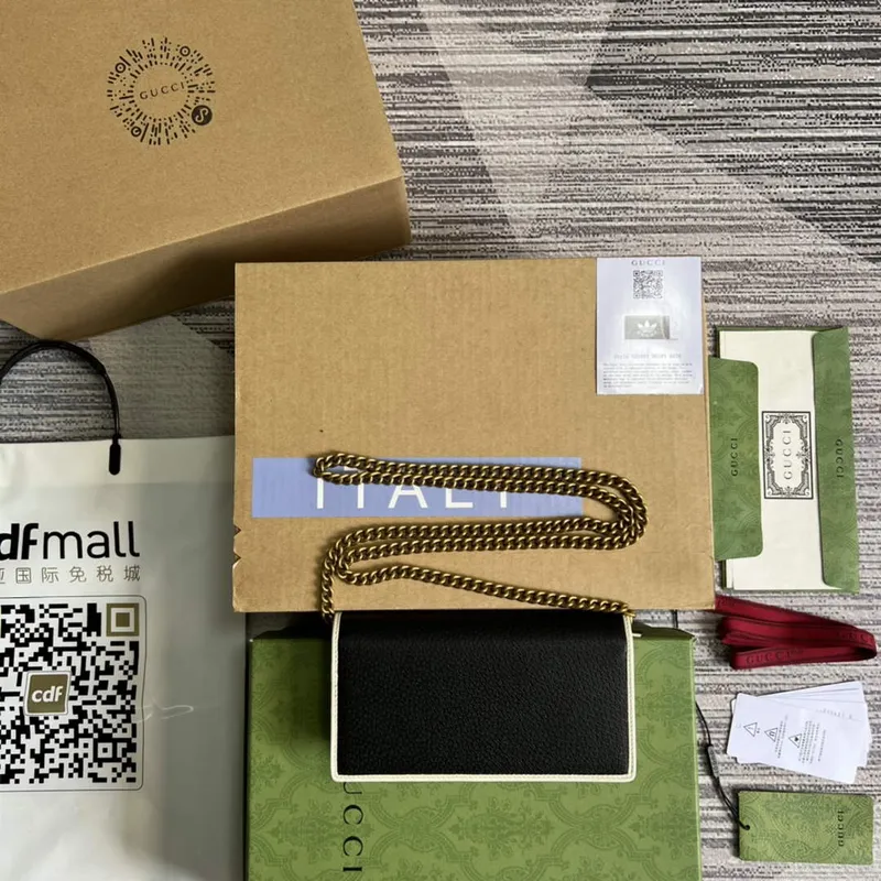 Adidas x Gucci  621892 wallet with chain Black and white leather