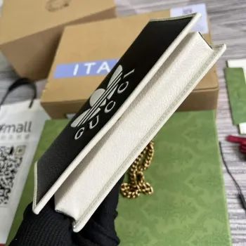 Adidas x Gucci  621892 wallet with chain Black and white leather