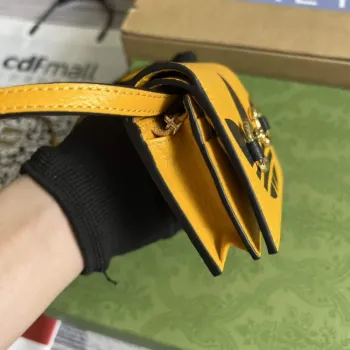 Adidas x Gucci card case with Horsebit 702248 Off black and yellow leather