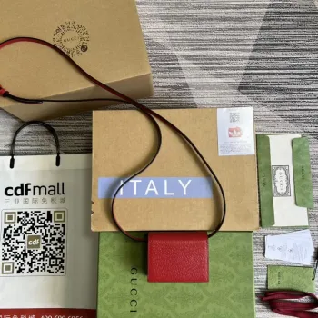 Adidas x Gucci card case with Horsebit 702248 Off white and red leather