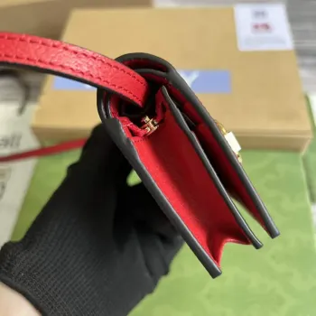 Adidas x Gucci card case with Horsebit 702248 Off white and red leather