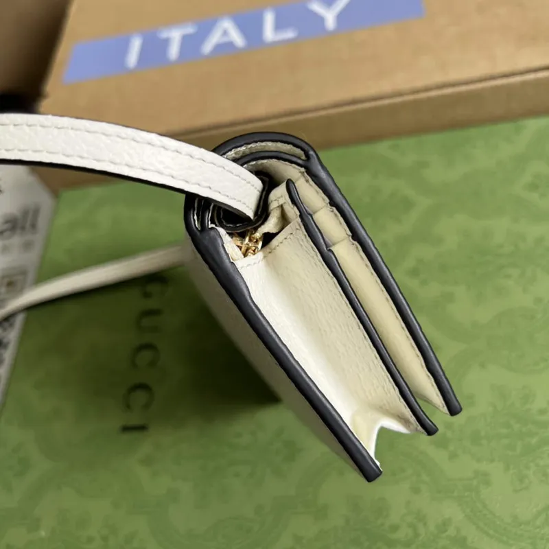 Adidas x Gucci card case with Horsebit 702248 Off white and black leather