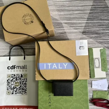 Adidas x Gucci card case with Horsebit 702248 Black and off white leather