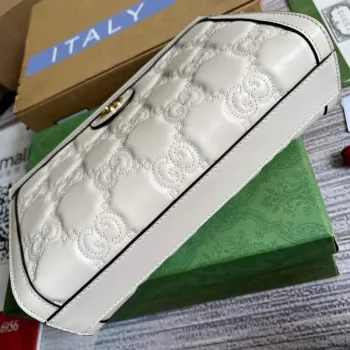 Gucci 702200 GG matelassé leather shoulder bag White