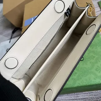 Gucci 702200 GG matelassé leather shoulder bag White