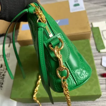 Gucci 702229 GG matelassé leather shoulder bag Bright green