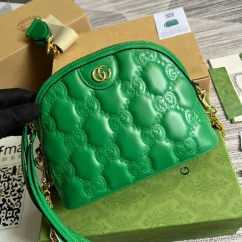 Gucci 702229 GG matelassé leather shoulder bag Bright green
