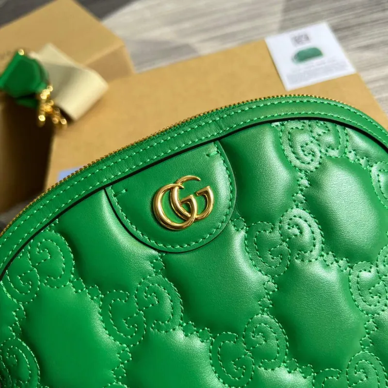 Gucci 702229 GG matelassé leather shoulder bag Bright green