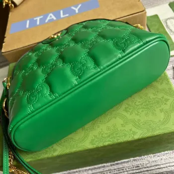 Gucci 702229 GG matelassé leather shoulder bag Bright green