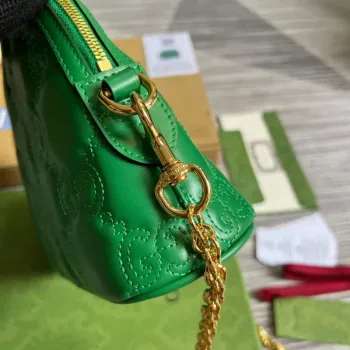 Gucci 702229 GG matelassé leather shoulder bag Bright green