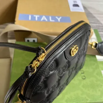 Gucci 702229 GG matelassé leather shoulder bag Black
