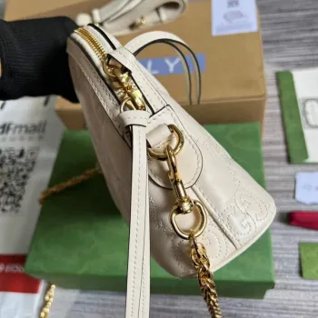 Gucci 702229 GG matelassé leather shoulder bag White
