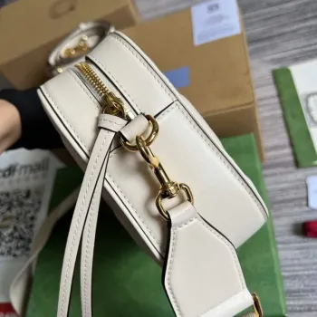 Gucci 702234 GG Matelassé Leather Shoulder Handbag White