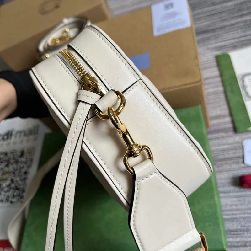 Gucci 702234 GG Matelassé Leather Shoulder Handbag White