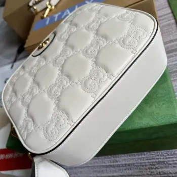 Gucci 702234 GG Matelassé Leather Shoulder Handbag White