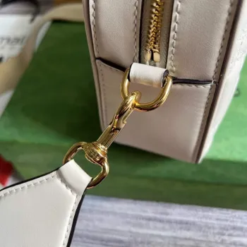 Gucci 702234 GG Matelassé Leather Shoulder Handbag White