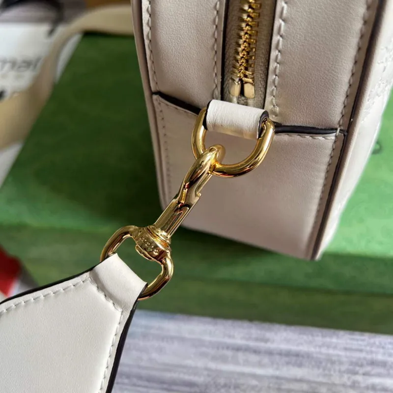 Gucci 702234 GG Matelassé Leather Shoulder Handbag White