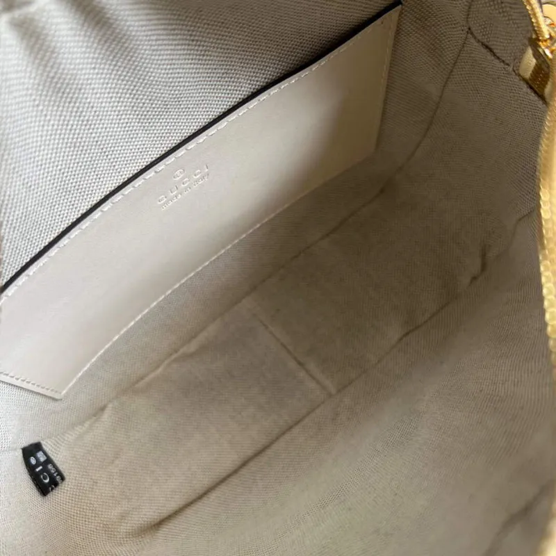 Gucci 702234 GG Matelassé Leather Shoulder Handbag White