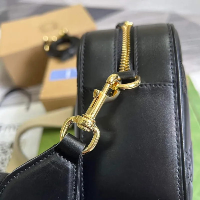 Gucci 702234 GG Matelassé Leather Shoulder Handbag Black