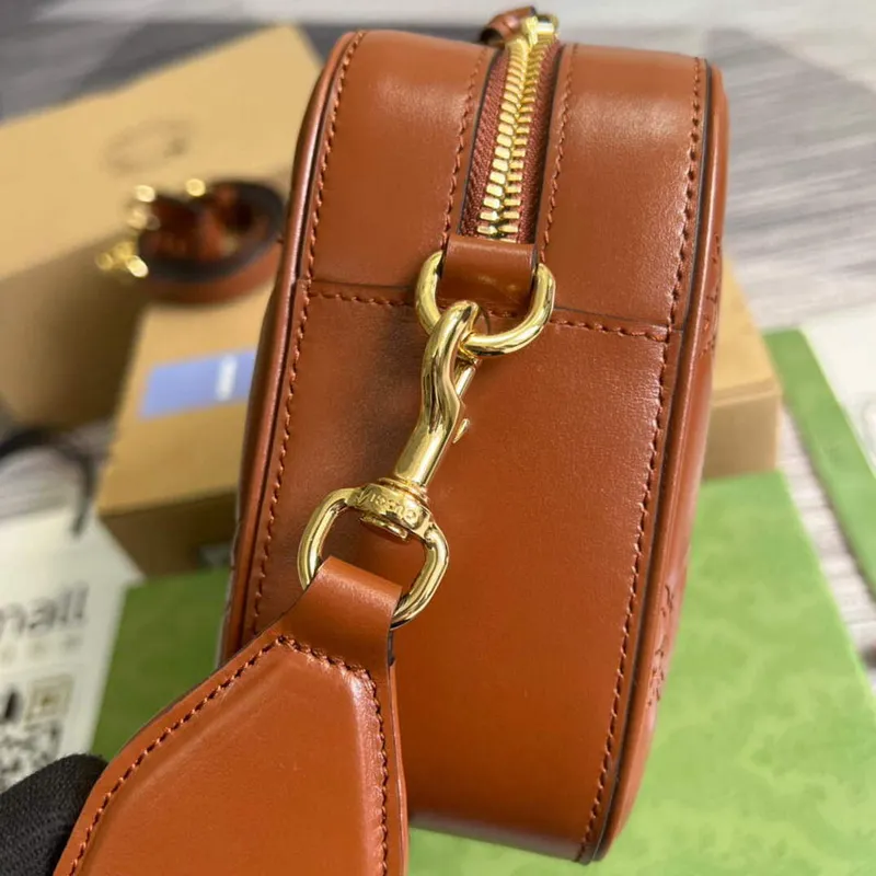 Gucci 702234 GG Matelassé Leather Shoulder Handbag Light brown