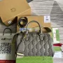 Gucci 702242 GG matelassé leather shoulder bag Dusty grey