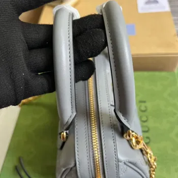 Gucci 702251 GG matelassé leather top handle bag Dusty grey