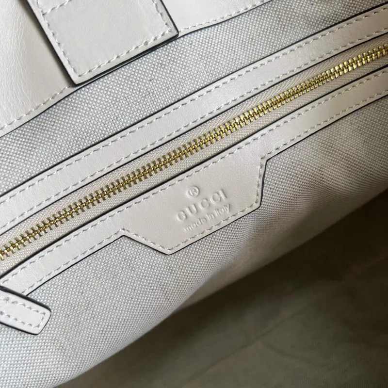 Gucci 631685 GG matelassé leather medium tote Bag White
