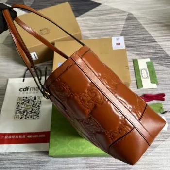 Gucci 631685 GG matelassé leather medium tote Bag Light brown