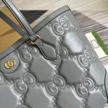 Gucci 631685 GG matelassé leather medium tote Bag Gray