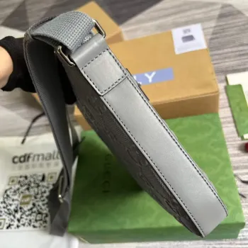 Gucci 406410 GG embossed small messenger bag Grey