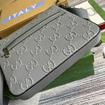 Gucci 406410 GG embossed small messenger bag Grey