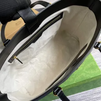 Gucci 631685 GG matelassé leather medium tote Bag Black