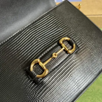 Gucci Horsebit 1955 lizard mini bag 675801 black leather
