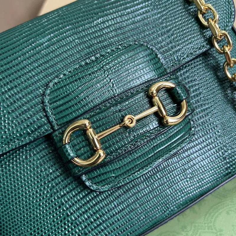 Gucci Horsebit 1955 lizard mini bag 675801 green leather