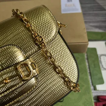Gucci Horsebit 1955 lizard mini bag 675801 gold leather