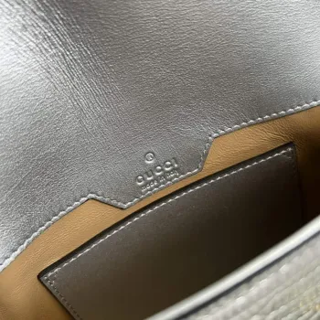 Gucci 675801 Horsebit 1955 lizard mini bag silver leather