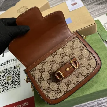 Gucci Horsebit 1955 GG mini bag 675801 Brown leather