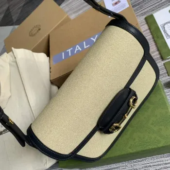 Gucci Horsebit 1955 shoulder bag Beige with 602204 black leather