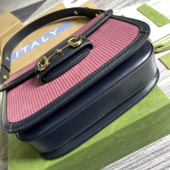Gucci Horsebit 1955 small bag 602204 Pink corduroy