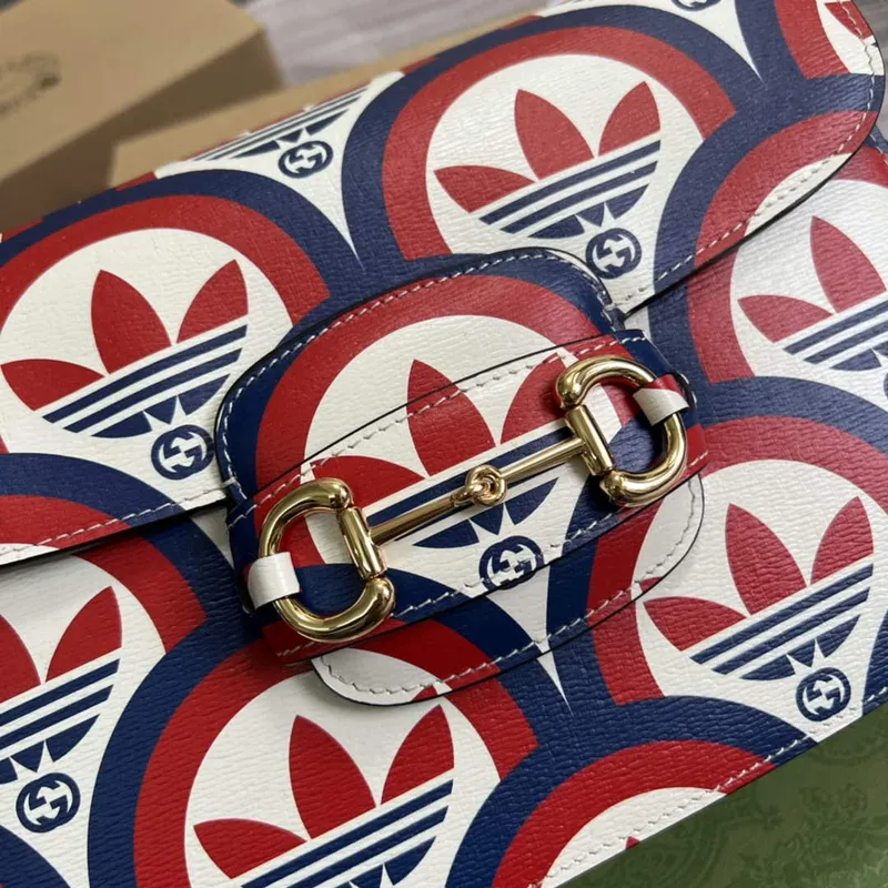 Gucci adidas x Gucci Horsebit 1955 shoulder bag 602204 blue and red leather