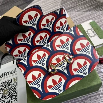 Gucci adidas x Gucci Horsebit 1955 shoulder bag 602204 blue and red leather