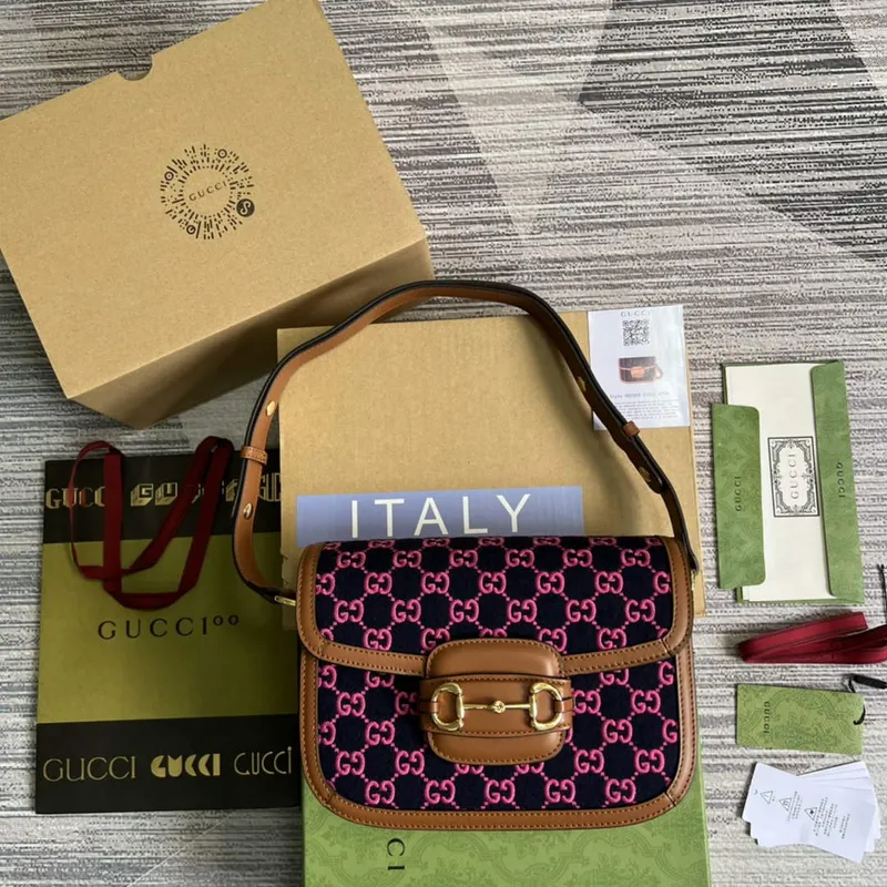 Gucci Horsebit 1955 shoulder bag 602204 plum with brown leather