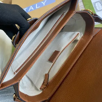 Gucci Horsebit 1955 shoulder bag 602204 blue with brown leather