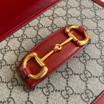Gucci Horsebit 1955 shoulder bag 602204 Beige with red leather